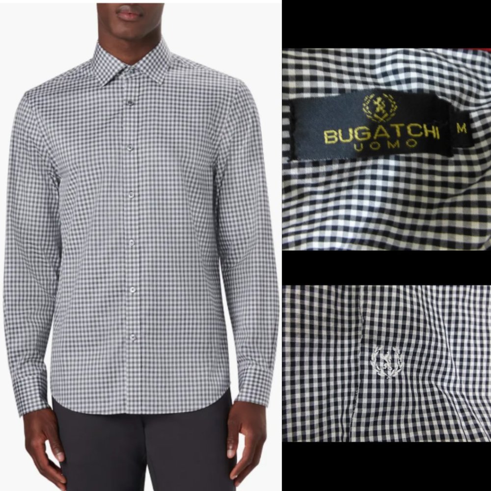Bugatchi Uomo Gingham Plaid Long Sleeve Button Up
